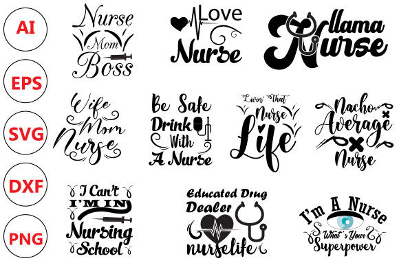 Nurse Svg T-shirt Design Bundle: Graphics & Print Templates