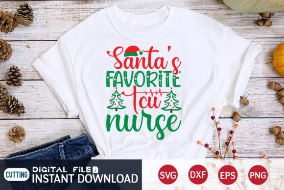 Santa’s Favorite ICU Nurse Graphics for T-Shirt Designs